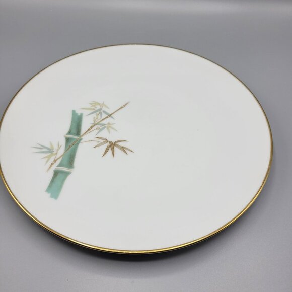 Vtg Noritake Japan Oriental Bamboo Design Dinner Plates Set Of 2 Gold Trim 10.5" - Picture 8 of 10